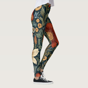 Gedempt kamperfoelie patroon William Morris Style Leggings