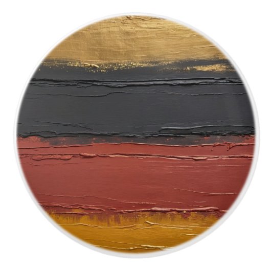 Gedempt koper, goudoker, marsala en houtskool keramische knop (Voorkant)