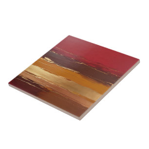 Gedempt koper, goudoker, marsala en rood tegeltje