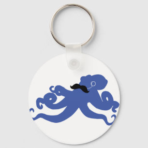 gedempt octopus met een monocle sleutelhanger