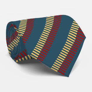 Gedempt rood blauw geel uniek patroon stropdas