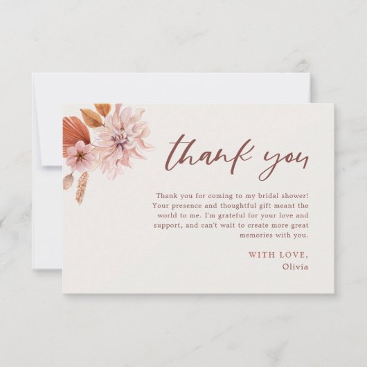 Gedempt roze bloemig Vrijgezellenfeest dank u kaar Bedankkaart (Voorkant)