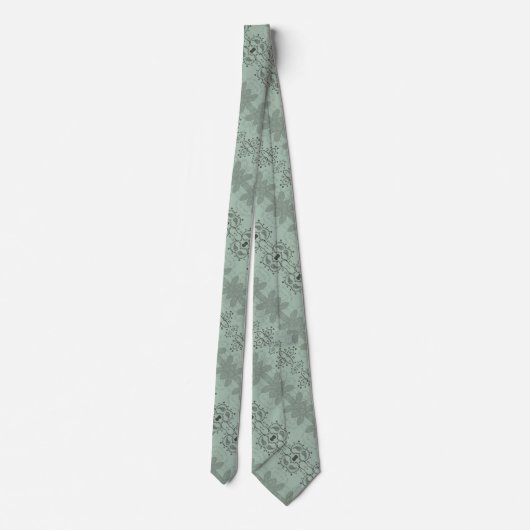 Gedempt Sage Green Slate Grey Soft Pastelpatroon Stropdas (Achterkant)