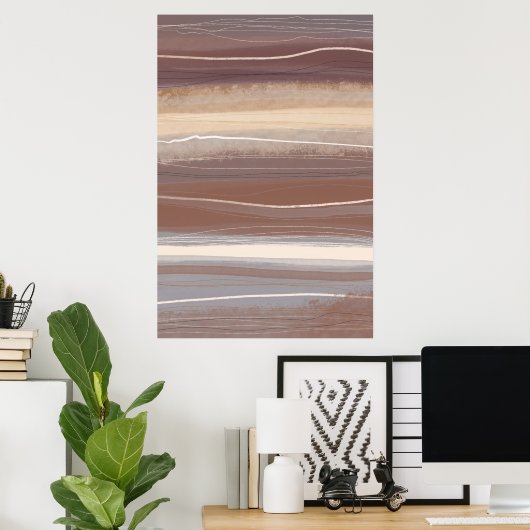 Gedempte aardetinten plum Minimalistische Abstract Poster (Thuiskantoor)