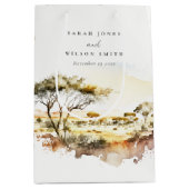 Gedempte aardse Waterverf Afrikaans Landschapsbrui Medium Cadeauzakje (Voorkant)