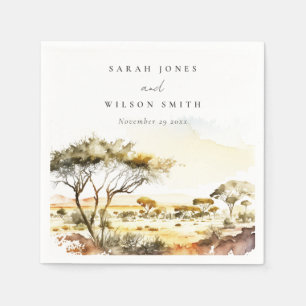 Gedempte aardse Waterverf Afrikaans Landschapsbrui Servet