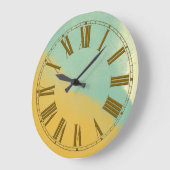 Gedempte Aqua en Gold Waterverf Effect Grote Klok (Hoek)