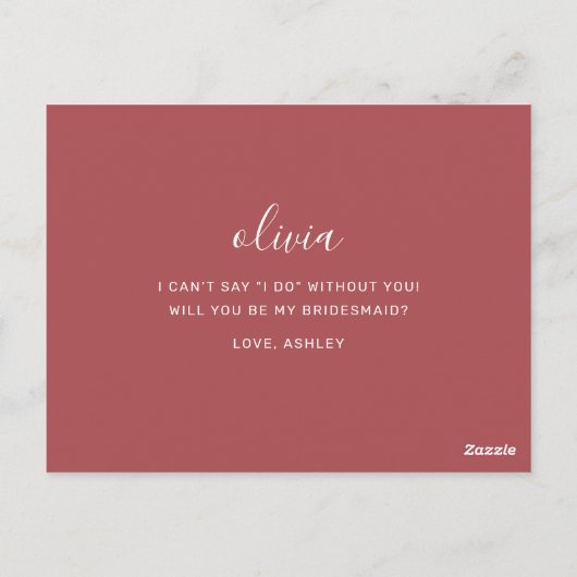 Gedempte bakstenen rood Modern Boho bruidsmeisje v Briefkaart (Achterkant)