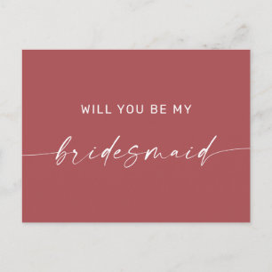 Gedempte bakstenen rood Modern Boho bruidsmeisje v Briefkaart