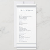 Gedempte Blauw Wit Orde van de Dienst Bruiloft Kaa Kaart (Voorkant)