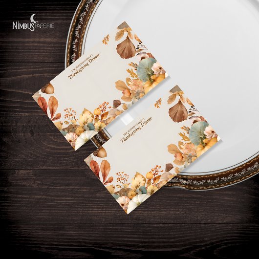Gedempte bloemen Thanksgiving Blank Flat Table Kaa Visitekaartje
