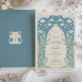 Gedempte Blues, Grijs en Wit  Art Deco Kaart