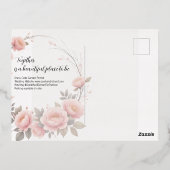 Gedempte Blush Bloemen Papier Tuin Romantische bru Folie Uitnodiging Briefkaart (Achterkant)