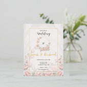 Gedempte Blush Bloemen Papier Tuin Romantische bru Folie Uitnodiging Briefkaart (Staand Voorkant)