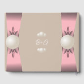 Gedempte Blush & Tan Pearl Lint Bruiloft Gastenboek (Achterkant)