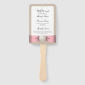Gedempte Blush & Tan Pearl Lint Bruiloft Programma Handwaaier (Voorkant)