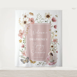Gedempte Blush Wildflower Fairy Baby shower Welkom Wandkleed