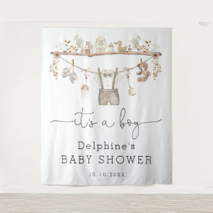Gedempte Boho Little Man Boy Baby shower Welkom Wandkleed