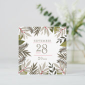 Gedempte Botanicals | Mos | Save The Date Kaart (Staand voorkant)