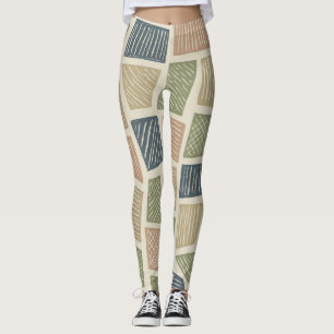 Gedempte botanische textuur retro grafiek leggings