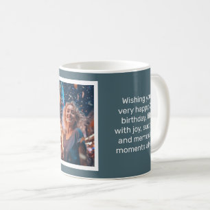 Gedempte Elegance Slate Blue Happy Birthday Kaart Koffiemok
