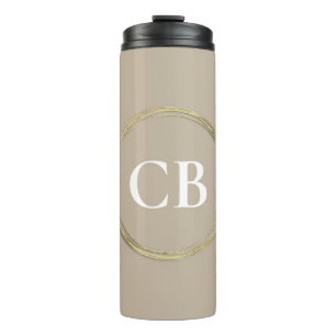 Gedempte elegantie - Calm Stone Monogram Thermosbeker