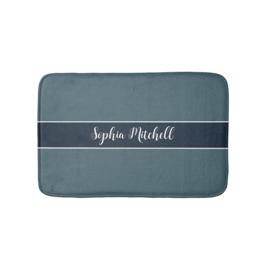 Gedempte Elegantie - Slate Blue Naam Bath Mat (Voorkant)