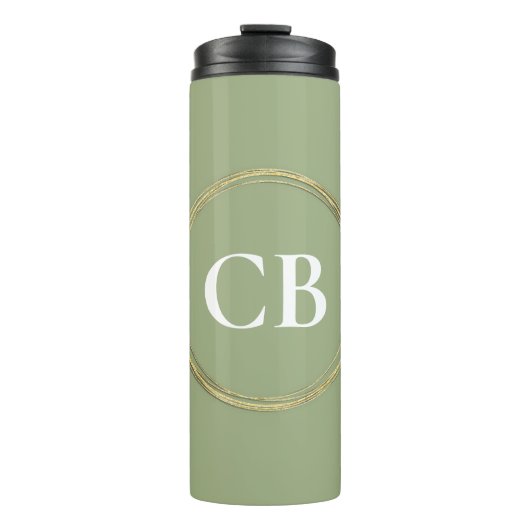 Gedempte Elegantie - Tranquil Sage Monogram Thermosbeker (Voorkant)