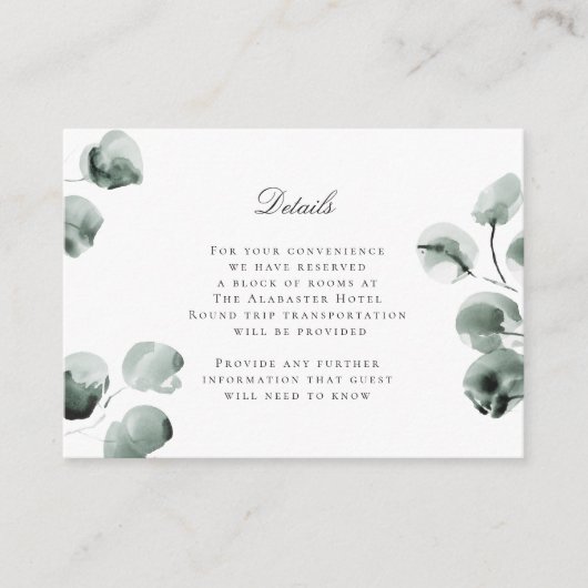 Gedempte Eucalyptus Scripted Moderne details Groen Informatiekaartje (Voorkant)