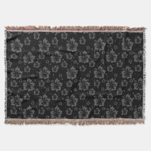 Gedempte Floral Abstract Plain Black Deken (Voorkant)