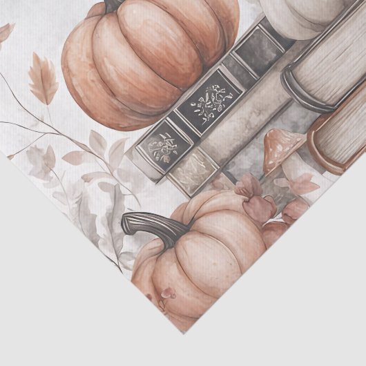 Gedempte gekleurde herfst pompoenen en boeken tissuepapier (Detail)