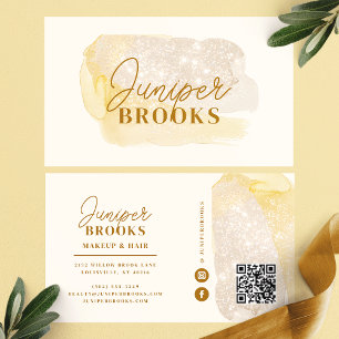 Gedempte Gouden Social Media QR Code Glitter Visitekaartje