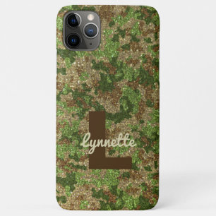 Gedempte groene camouflage buitenshuis Monogram Na iPhone 11 Pro Max Hoesje
