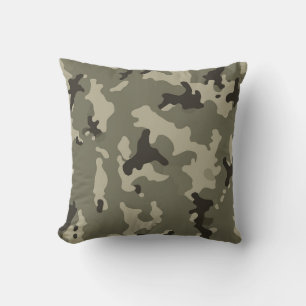 Gedempte groene camouflage gezellige rustieke woon kussen