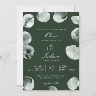 Gedempte groene eucalyptus scripted moderne bruilo kaart