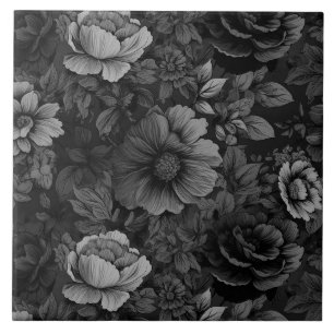 Gedempte kleur Vintage bloemenprint Tegeltje