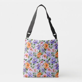 Gedempte kleurrijke bloemen Boho bloem Crossbody Tas