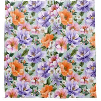 Gedempte Kleurrijke Bloemen Boho bloem Douchegordijn