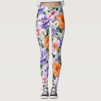 Gedempte kleurrijke bloemen Boho bloem Leggings