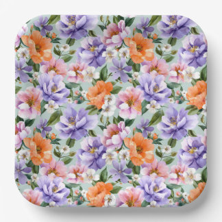 Gedempte kleurrijke bloemen Boho bloem Papieren Bordje