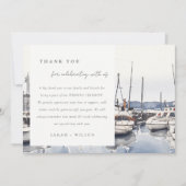 Gedempte kustboten bij Harbour Seascape Bruiloft Bedankkaart (Voorkant)
