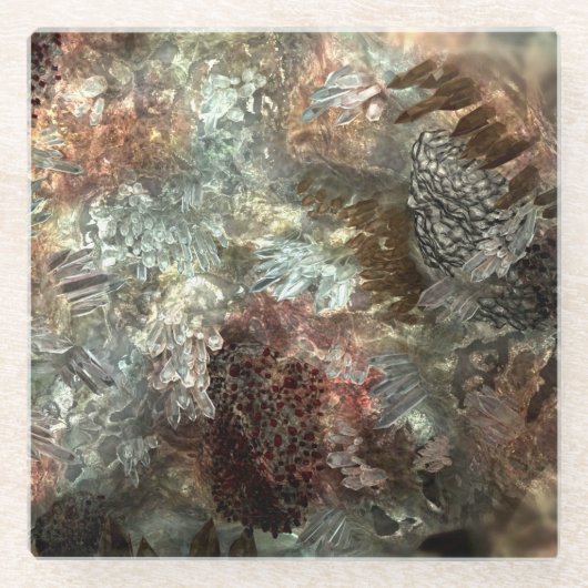 Gedempte lagen bruine kristallen glazen onderzetter (Voorkant)