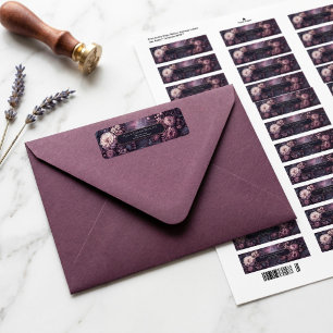 Gedempte Mauve Sombere Botanische Sierlijke Lijst Etiket