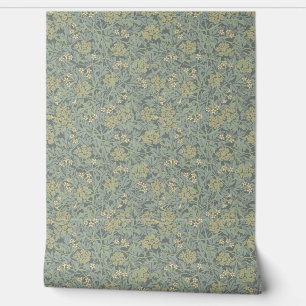 Gedempte munt en Bleek stro Листья William Morris Behang
