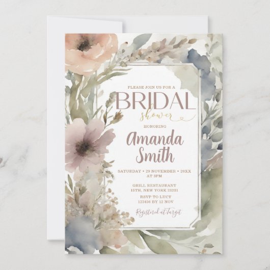 Gedempte Neutral Wildflower Vrijgezellenfeest Wate Kaart (Voorkant)