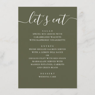 Gedempte Olijfgroene Bruiloft. Moderne Tuin Recept Menu
