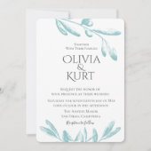 Gedempte olijftakken Bruiloft uitnodiging (Voorkant)