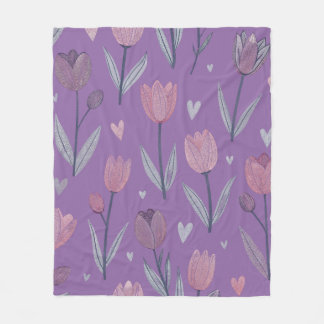 Gedempte paarse tulp fleece deken