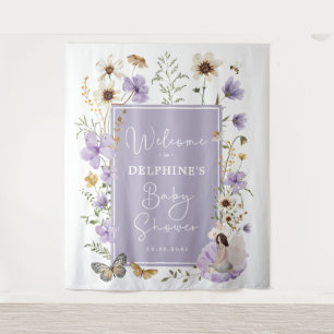Gedempte Paarse Wildflower Fairy Baby shower Welko Wandkleed
