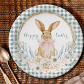 Gedempte Pastel Waterverf Bloemenkrans Pasen Papieren Bordje